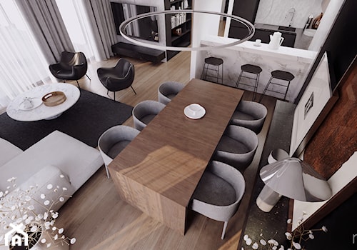 017_18 M24 - Średnia biała jadalnia w salonie w kuchni, styl nowoczesny - zdjęcie od NOVOO studio