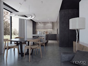 009_17 Kuchnia - Średnia biała jadalnia w salonie w kuchni, styl minimalistyczny - zdjęcie od NOVOO studio