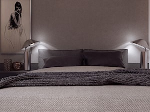 015_18 KRAKÓW - Mała biała szara sypialnia, styl minimalistyczny - zdjęcie od NOVOO studio