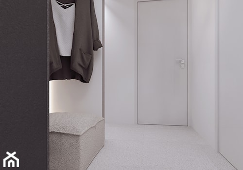 015_18 KRAKÓW - Średni z wieszakiem biały szary z marmurem na podłodze hol / przedpokój, styl minimalistyczny - zdjęcie od NOVOO studio