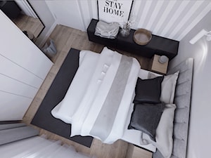 019_18 - Średnia biała szara sypialnia, styl nowoczesny - zdjęcie od NOVOO studio