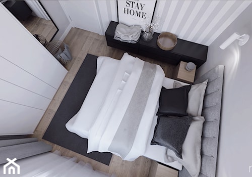 019_18 - Średnia biała szara sypialnia, styl nowoczesny - zdjęcie od NOVOO studio