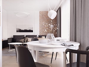 019_18 - Duża biała jadalnia w salonie, styl skandynawski - zdjęcie od NOVOO studio