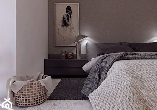 015_18 KRAKÓW - Mała szara sypialnia, styl nowoczesny - zdjęcie od NOVOO studio