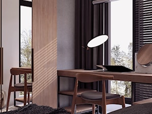 015_18 KRAKÓW - Mała szara z biurkiem sypialnia, styl nowoczesny - zdjęcie od NOVOO studio