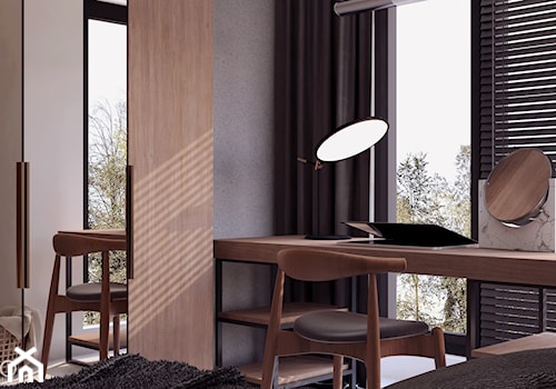 015_18 KRAKÓW - Mała szara z biurkiem sypialnia, styl nowoczesny - zdjęcie od NOVOO studio