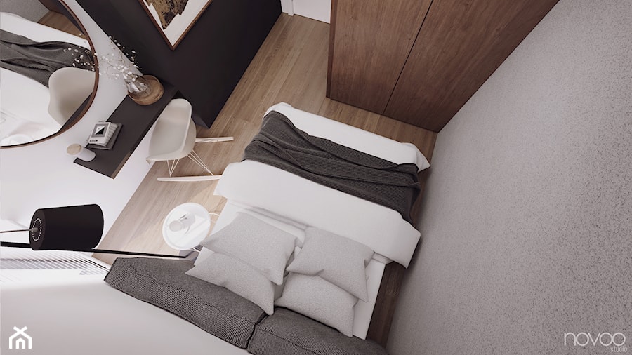 017_18 M24 - Średnia biała czarna sypialnia, styl nowoczesny - zdjęcie od NOVOO studio