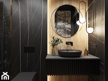 Aranżacje wnętrz - Łazienka: Nowoczesna łazienka w odcieniach czerni - FANAJŁO Home Design Decor. Przeglądaj, dodawaj i zapisuj najlepsze zdjęcia, pomysły i inspiracje designerskie. W bazie mamy już prawie milion fotografii!