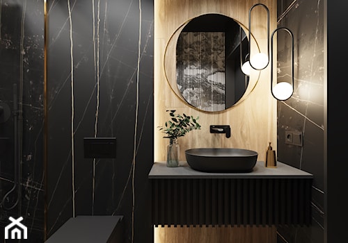 Nowoczesna łazienka w odcieniach czerni - zdjęcie od FANAJŁO Home Design Decor