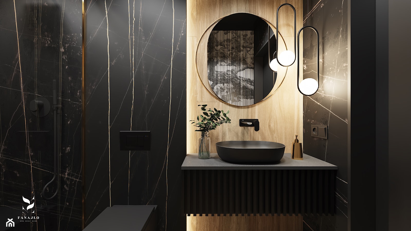 Nowoczesna łazienka w odcieniach czerni - zdjęcie od FANAJŁO Home Design Decor - Homebook