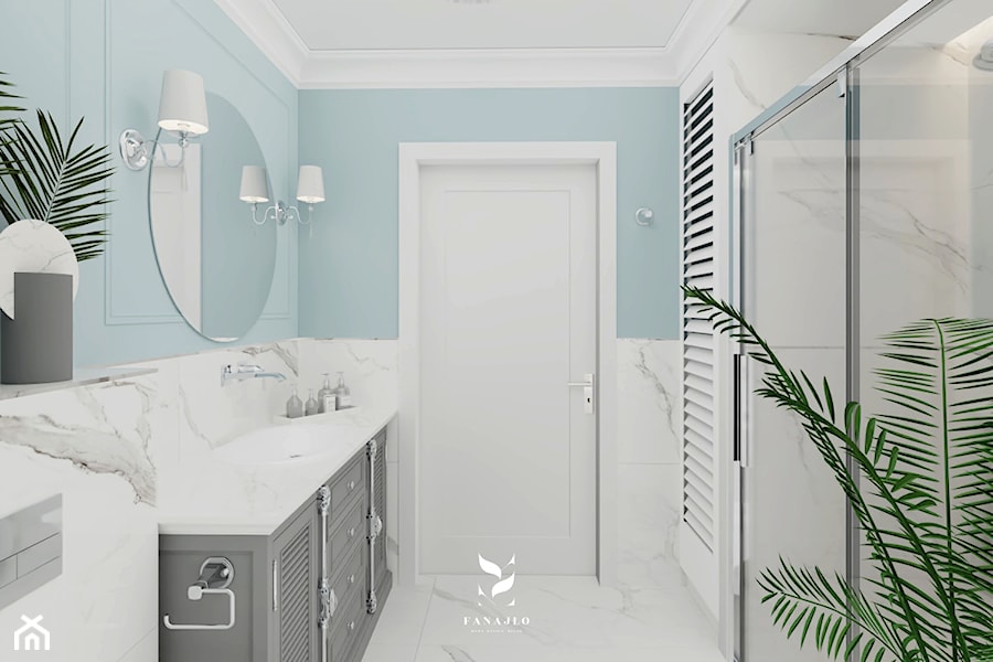 Łazienka z błękitem w roli głównej - zdjęcie od FANAJŁO Home Design Decor