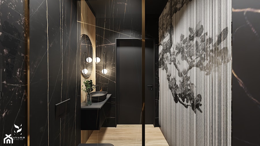Nowoczesna łazienka w odcieniach czerni - zdjęcie od FANAJŁO Home Design Decor