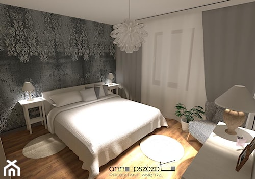 Sypialnia / wariant drugi - Średnia biała sypialnia, styl nowoczesny - zdjęcie od Anna Pszczoła - Aranżacja Wnętrz