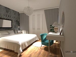 Sypialnia / wariant fotel morski - Średnia szara z biurkiem sypialnia, styl nowoczesny - zdjęcie od Anna Pszczoła - Aranżacja Wnętrz
