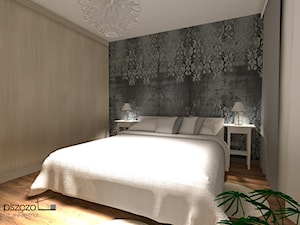Sypialnia / wariant drugi - Mała szara sypialnia, styl nowoczesny - zdjęcie od Anna Pszczoła - Aranżacja Wnętrz