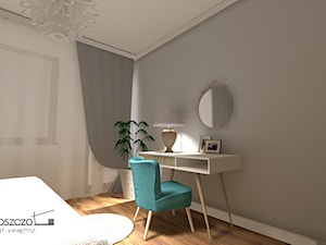 Sypialnia / wariant fotel morski - Mała szara z biurkiem sypialnia, styl nowoczesny - zdjęcie od Anna Pszczoła - Aranżacja Wnętrz