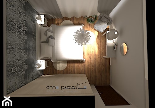 Sypialnia / wariant drugi - Średnia szara z biurkiem sypialnia, styl nowoczesny - zdjęcie od Anna Pszczoła - Aranżacja Wnętrz