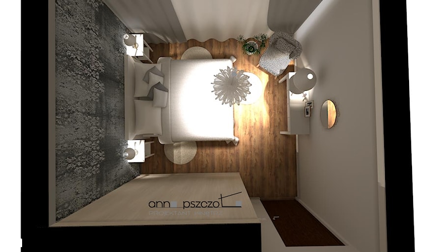 Sypialnia / wariant drugi - Średnia szara z biurkiem sypialnia, styl nowoczesny - zdjęcie od Anna Pszczoła - Aranżacja Wnętrz