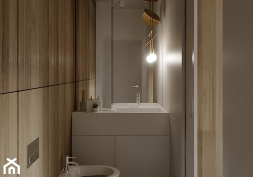 WOKOŁO LAS - Mała z lustrem z marmurową podłogą łazienka - zdjęcie od JMW Architekci