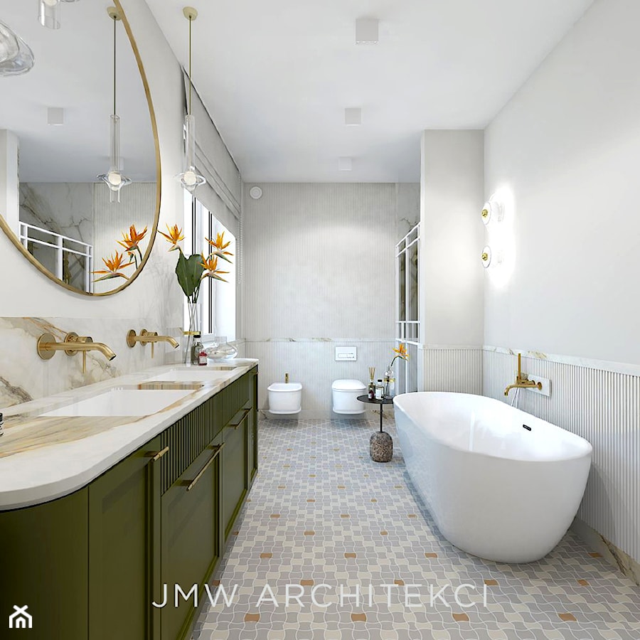 Łazienka z wolnostojącą wanną - zdjęcie od JMW Architekci