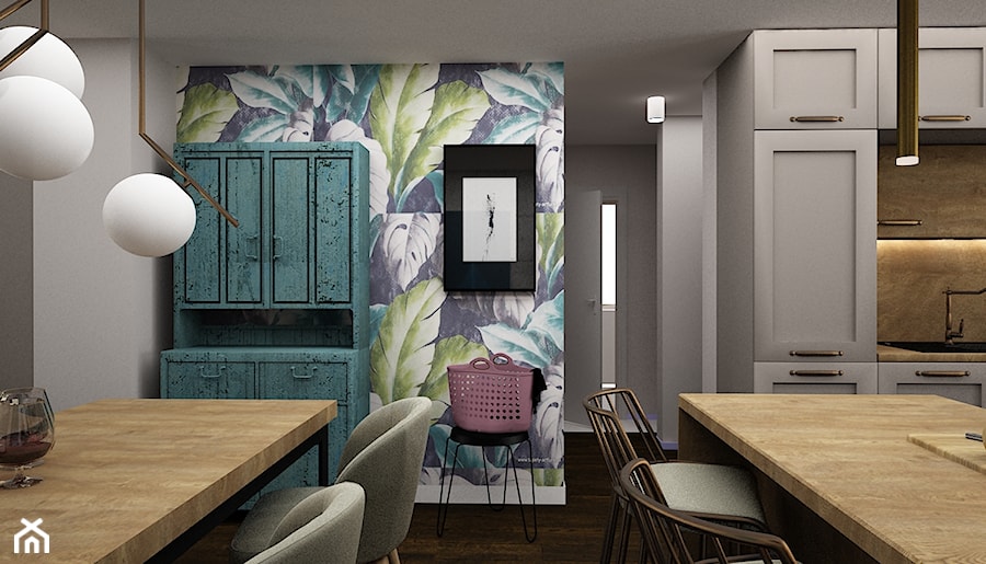 Przestrzeń otwarta - salon, kuchnia i jadalnia - zdjęcie od Izabela Jurkiewicz Projektowanie Wnętrz