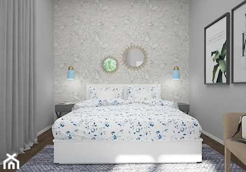 DOM W BAŻYNACH - SYPIALNIE DLA CÓREK - Mała szara sypialnia, styl rustykalny - zdjęcie od Izabela Jurkiewicz Projektowanie Wnętrz