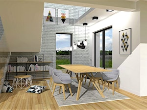Średnia beżowa szara jadalnia w salonie, styl nowoczesny - zdjęcie od StudioS13 - pracownia architektury wnętrz
