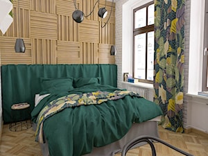 Mieszkanie / zieleń + róż + kwiaty - Mała biała z biurkiem sypialnia, styl nowoczesny - zdjęcie od Moble.Projekt