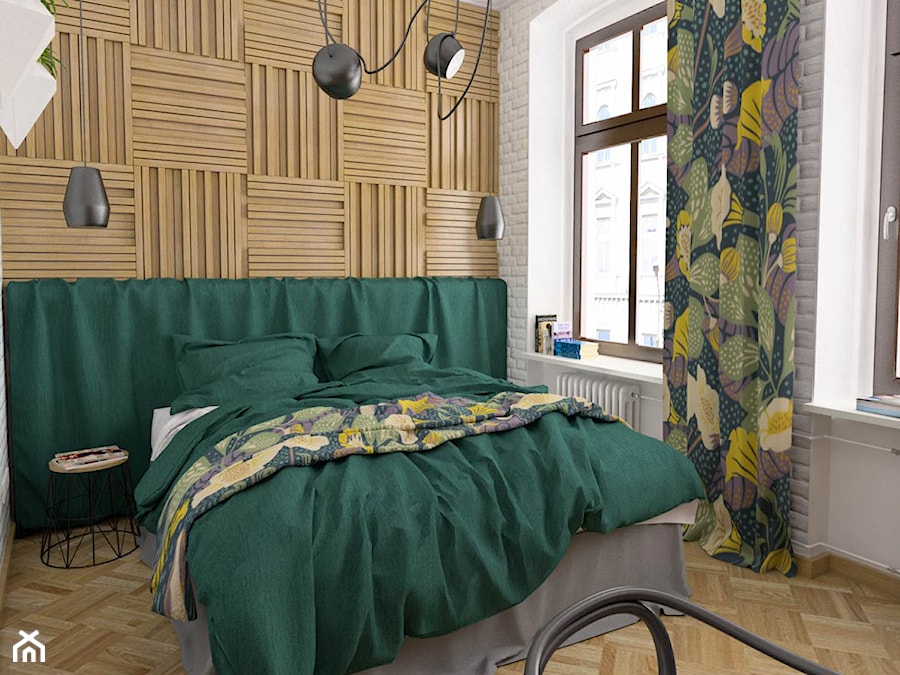 Mieszkanie / zieleń + róż + kwiaty - Mała biała z biurkiem sypialnia, styl nowoczesny - zdjęcie od Moble.Projekt
