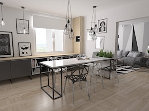 Mieszkanie / metal + geometryczne wzory - Duża biała jadalnia jako osobne pomieszczenie, styl industrialny - zdjęcie od Moble.Projekt