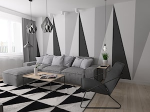 Mieszkanie / metal + geometryczne wzory - Mały szary salon, styl industrialny - zdjęcie od Moble.Projekt
