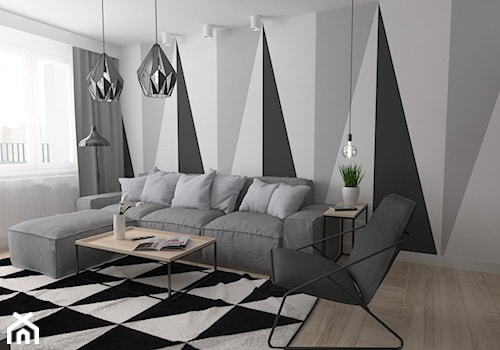Mieszkanie / metal + geometryczne wzory - Mały szary salon, styl industrialny - zdjęcie od Moble.Projekt
