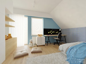 Dom 120 m2 pod Krakowem - Średni biały niebieski pokój dziecka dla dziecka dla chłopca, styl skandynawski - zdjęcie od INNers - architektura wnętrza