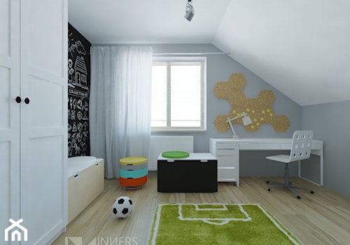 Dom 180m2 pod Tychami - Średni biały szary pokój dziecka dla dziecka dla chłopca dla dziewczynki, styl skandynawski - zdjęcie od INNers - architektura wnętrza
