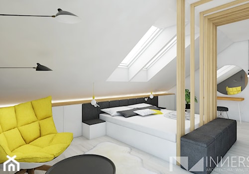 Dom 140,0m2 we Wrząsowicach - Duża biała sypialnia na poddaszu, styl nowoczesny - zdjęcie od INNers - architektura wnętrza