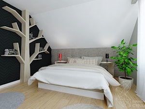 Dom 120 m2 pod Krakowem - Średnia biała czarna szara sypialnia na poddaszu, styl tradycyjny - zdjęcie od INNers - architektura wnętrza