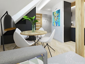 Mieszkanie 35m2 / Kraków - Mała biała szara jadalnia w salonie w kuchni, styl skandynawski - zdjęcie od INNers - architektura wnętrza