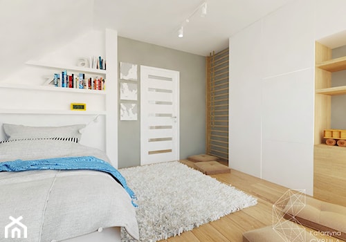 Dom 120 m2 pod Krakowem - Średni biały szary pokój dziecka dla dziecka dla chłopca, styl skandynawski - zdjęcie od INNers - architektura wnętrza