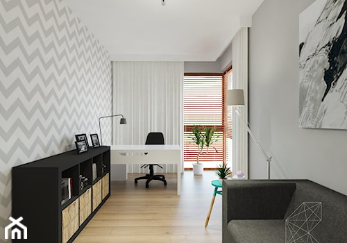 Mieszkanie 80m2 / Wiślane Tarasy, Kraków - Duże z sofą szare biuro, styl nowoczesny - zdjęcie od INNers - architektura wnętrza