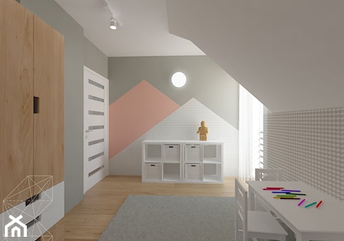Dom 120 m2 pod Krakowem - Średni biały pomarańczowy szary pokój dziecka dla dziecka dla dziewczynki, styl skandynawski - zdjęcie od INNers - architektura wnętrza