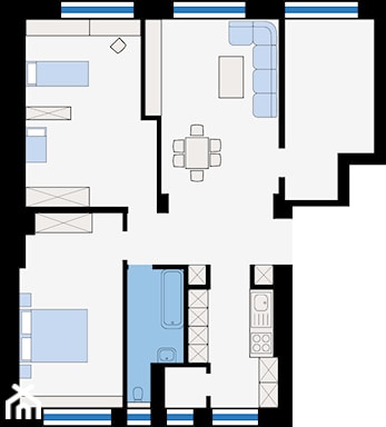 <h2 id="rzut-mieszkania"><strong>RZUT MIESZKANIA</strong></h2>
<hr />
<hr />
<h2 id="powierzchnia-całkowita-1047-m">powierzchnia całkowita  – 104,7 m²</h2>
<hr />
<hr />
<p>salon + jadalnia – 23,4 m²</p>
<p>kuchnia – 10,2 m²</p>
<p>łazienka – 6,2 m²</p>
<p>sypialnia – 18,1 m²</p>
<p>pokój dzieci – 22,7 m²</p>
