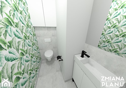 Miejska dżungla - Mała na poddaszu z lustrem łazienka, styl nowoczesny - zdjęcie od Zmiana Planu
