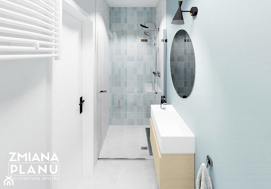 Niebieska łazienka z prysznicem - zdjęcie od Zmiana Planu