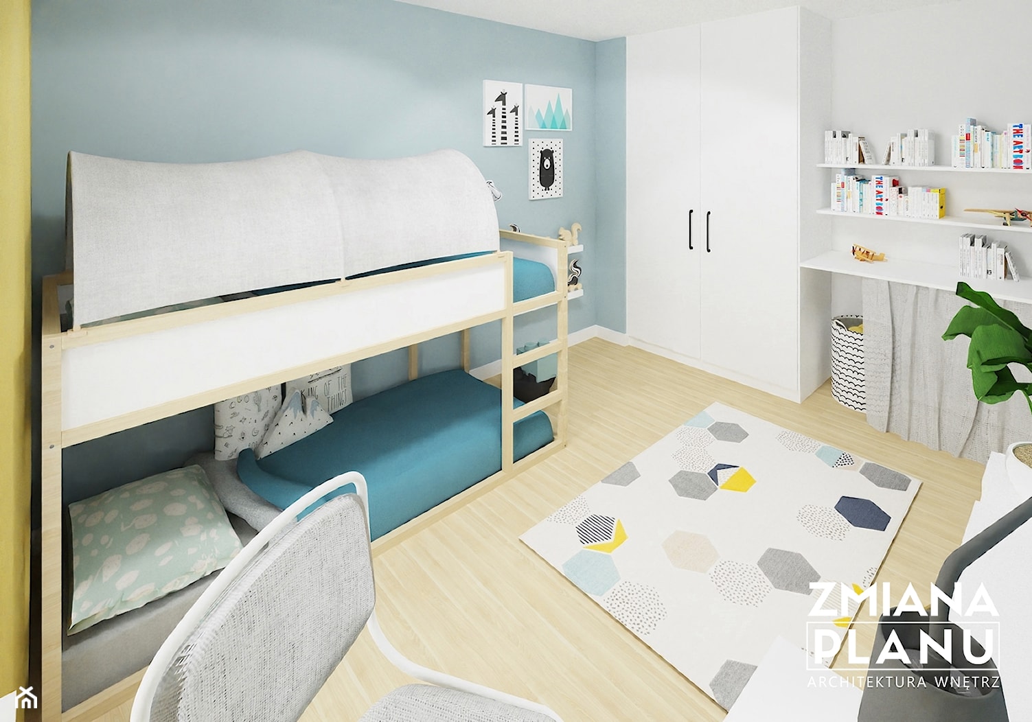Niebiesko - żółty pokój dziecięcy - zdjęcie od Zmiana Planu - Homebook