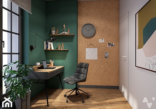 Stary Spichlerz - Średnie w osobnym pomieszczeniu białe zielone biuro, styl nowoczesny - zdjęcie od N'concept