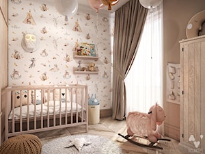 Gdańsk MM1 - Mały beżowy biały brązowy pokój dziecka dla niemowlaka dla dziewczynki - zdjęcie od N'concept