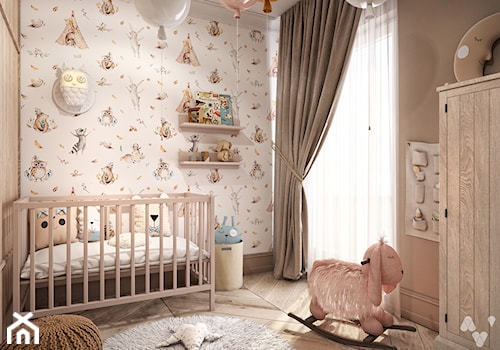 Gdańsk MM1 - Mały beżowy biały brązowy pokój dziecka dla niemowlaka dla dziewczynki - zdjęcie od N'concept