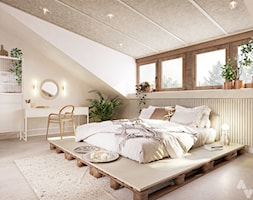 Poddasze w domu jednorodzinnym - Średnia beżowa biała sypialnia, styl skandynawski - zdjęcie od N'concept - Homebook