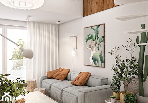Mieszkanie wzorcowe3 - Duży biały salon z tarasem / balkonem, styl nowoczesny - zdjęcie od N'concept