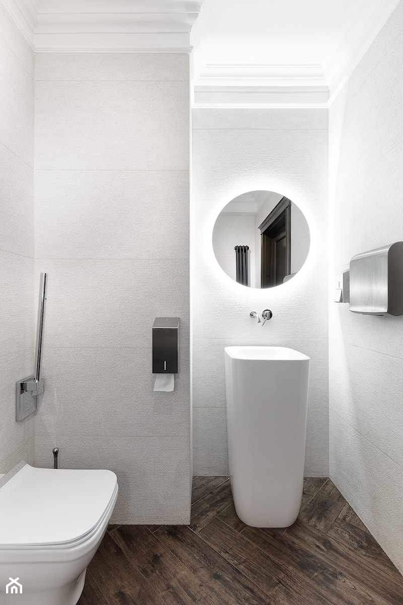 Gabinet - Mała bez okna z lustrem łazienka, styl nowoczesny - zdjęcie od Architekt wnętrz Maria Jachalska